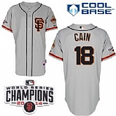 San Francisco Giants #18 Matt Cain 2014 Champions Patch Gray SF Edition Jerseys,baseball caps,new era cap wholesale,wholesale hats