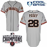 San Francisco Giants #28 Buster Posey 2014 Champions Patch Gray Jerseys,baseball caps,new era cap wholesale,wholesale hats