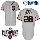 San Francisco Giants #28 Buster Posey 2014 Champions Patch Gray SF Edition Jerseys,baseball caps,new era cap wholesale,wholesale hats