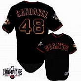 San Francisco Giants #48 Pablo Sandoval 2014 Champions Patch Black Jerseys,baseball caps,new era cap wholesale,wholesale hats