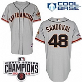 San Francisco Giants #48 Pablo Sandoval 2014 Champions Patch Gray Jerseys,baseball caps,new era cap wholesale,wholesale hats
