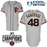 San Francisco Giants #48 Pablo Sandoval 2014 Champions Patch Gray SF Edition Jerseys,baseball caps,new era cap wholesale,wholesale hats