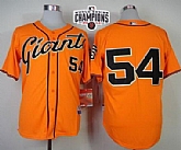 San Francisco Giants #54 Sergio Romo 2014 Champions Patch Orange Jerseys,baseball caps,new era cap wholesale,wholesale hats