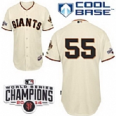 San Francisco Giants #55 Tim Lincecum 2014 Champions Patch Cream Jerseys,baseball caps,new era cap wholesale,wholesale hats