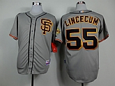 San Francisco Giants #55 Tim Lincecum Gray SF Edition Jerseys,baseball caps,new era cap wholesale,wholesale hats