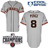 San Francisco Giants #8 Hunter Pence 2014 Champions Patch Gray Jerseys,baseball caps,new era cap wholesale,wholesale hats