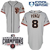 San Francisco Giants #8 Hunter Pence 2014 Champions Patch Gray SF Edition Jerseys,baseball caps,new era cap wholesale,wholesale hats