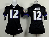 Womens Nike Baltimore Ravens #12 Jacoby Jones Black Game Jerseys,baseball caps,new era cap wholesale,wholesale hats