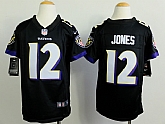 Youth Nike Baltimore Ravens #12 Jacoby Jones Black Game Jerseys,baseball caps,new era cap wholesale,wholesale hats