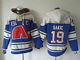 Quebec Nordiques #19 Sakic Light Blue Stitched Hoodie,baseball caps,new era cap wholesale,wholesale hats
