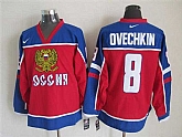 Russian #8 Ovechkin Red-Blue Hockey Jerseys