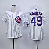 Womens Chicago Cubs #49 Jake Arrieta White Pinstripe Majestic Stitched Jerseys,baseball caps,new era cap wholesale,wholesale hats