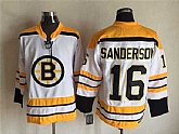 Boston Bruins #16 Derek Sanderson White-Yellow CCM Throwback Jerseys,baseball caps,new era cap wholesale,wholesale hats