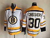 Boston Bruins #30 Gerry Cheevers White-Yellow CCM Throwback Jerseys,baseball caps,new era cap wholesale,wholesale hats