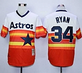 Houston Astros #34 Nolan Ryan Mitchell and Ness White Orange Stitched Throwback MLB Jerseys,baseball caps,new era cap wholesale,wholesale hats