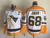 Pittsburgh Penguins #68 Jaromir Jagr White-Yellow CCM Throwback Jerseys,baseball caps,new era cap wholesale,wholesale hats