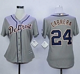 Womens Detroit Tigers #24 Miguel Cabrera Gray Road Stitched MLB Jerseys,baseball caps,new era cap wholesale,wholesale hats