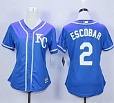 Womens Kansas City Royals #2 Alcides Escobar Blue Alternate Stitched MLB Jerseys,baseball caps,new era cap wholesale,wholesale hats
