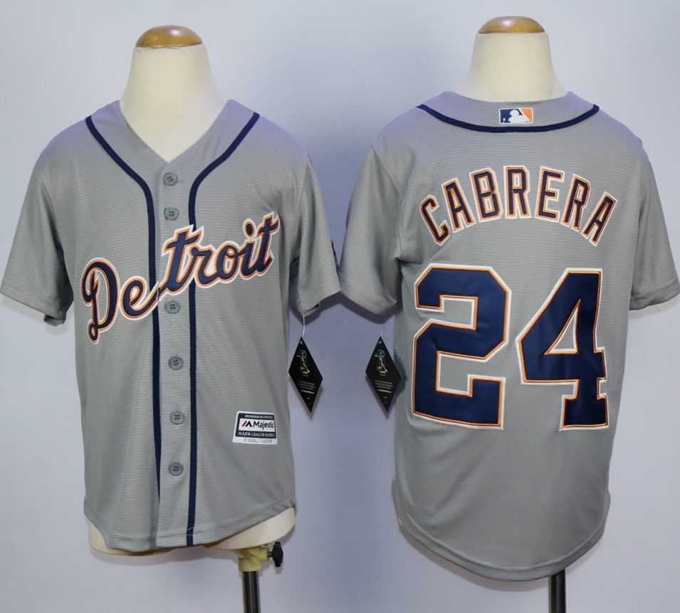 Youth Detroit Tigers #24 Miguel Cabrera Gray Cool Base Stitched MLB Jerseys