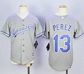 Youth Kansas City Royals #13 Salvador Perez Gray Cool Base Stitched MLB Jerseys,baseball caps,new era cap wholesale,wholesale hats