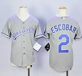 Youth Kansas City Royals #2 Alcides Escobar Gray Cool Base Stitched MLB Jerseys,baseball caps,new era cap wholesale,wholesale hats