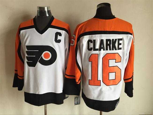 Philadelphia Flyers #16 Bobby Clarke White CCM Throwback Stitched Jerseys