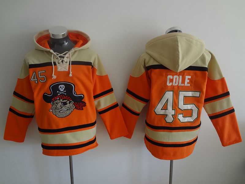 Pittsburgh Pirates #45 Gerrit Cole Orange Stitched Hoodie