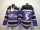 Baltimore Ravens #5 Joe Flacco Purple Hoodie,baseball caps,new era cap wholesale,wholesale hats