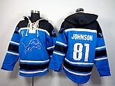 Detroit Lions #81 Calvin Johnson Blue Hoodie,baseball caps,new era cap wholesale,wholesale hats