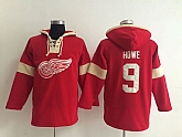 Detroit Red Wings #9 Gordie Howe Solid Color Red Hoody,baseball caps,new era cap wholesale,wholesale hats