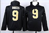 Nike New Orleans Saints #9 Drew Brees Pullover Hoodie Black,baseball caps,new era cap wholesale,wholesale hats
