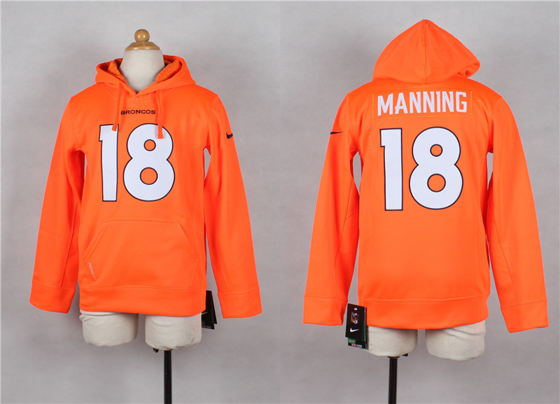 Youth Nike Denver Broncos #18 Peyton Manning Orange Kids Hoody