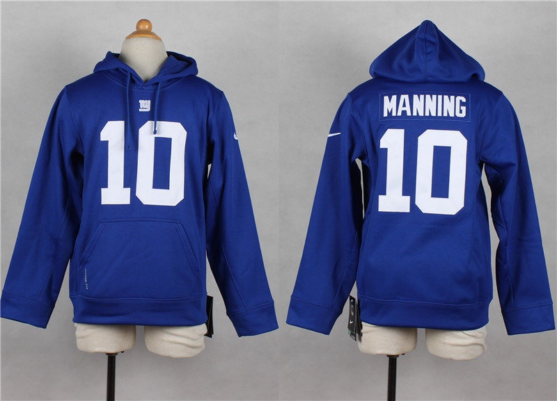 Youth Nike New York Giants #10 Eli Manning Blue Kids Hoody