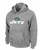 New York Jets Authentic Logo Pullover Hoodie Grey,baseball caps,new era cap wholesale,wholesale hats