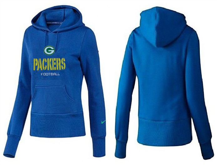 Nike Green Bay Packers Team Logo Blue Women Pullover Hoodies (3)