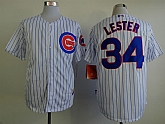 Chicago Cubs #34 Jon Lester White Pinstripe Jerseys,baseball caps,new era cap wholesale,wholesale hats