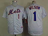 New York Mets #1 Mookie Wilson 2015 White Pinstripe Jerseys,baseball caps,new era cap wholesale,wholesale hats