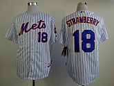 New York Mets #18 Darryl Strawberry 2015 White Pinstripe Jerseys,baseball caps,new era cap wholesale,wholesale hats
