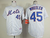 New York Mets #45 Zack Wheeler 2015 White Pinstripe Jerseys,baseball caps,new era cap wholesale,wholesale hats