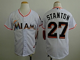 Youth Florida Marlins #27 Mike Stanton White Jerseys
