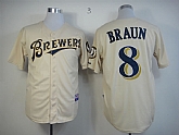 Milwaukee Brewers #8 Ryan Braun Cream Cool Base Jerseys,baseball caps,new era cap wholesale,wholesale hats