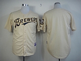 Milwaukee Brewers Blank Cream Cool Base Jerseys,baseball caps,new era cap wholesale,wholesale hats