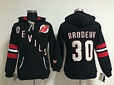 Womens New Jersey Devils #30 Martin Brodeur Black Old Time Hockey Hoodie,baseball caps,new era cap wholesale,wholesale hats