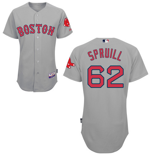 #62 Zeke Spruill Gray MLB Jersey-Boston Red Sox Stitched Cool Base Baseball Jersey