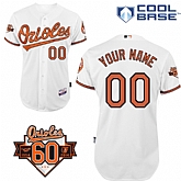 Customized Baltimore Orioles MLB Jersey-Men's Stitched Home White Cool BaseCommemorative 60th Anniversary Patch Baseball Jersey,baseball caps,new era cap wholesale,wholesale hats