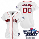 Customized Boston Red Sox Baseball Jersey-Women's Stitched 2013 World Series Champions Home White MLB Jersey,baseball caps,new era cap wholesale,wholesale hats