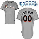 Customized Miami Marlins MLB Jersey-Men's Stitched Road Gray Cool Base Baseball Jersey,baseball caps,new era cap wholesale,wholesale hats