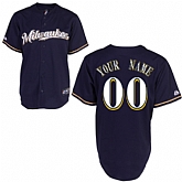 Customized Milwaukee Brewers Baseball Jersey-Women's Stitched 2014 Dark Blue Cool Base BP MLB Jersey,baseball caps,new era cap wholesale,wholesale hats