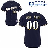 Customized Milwaukee Brewers Baseball Jersey-Women's Stitched Alternate Dark Blue Cool Base MLB Jersey,baseball caps,new era cap wholesale,wholesale hats