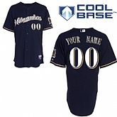 Customized Milwaukee Brewers Baseball Jersey-Women's Stitched Alternate Dark Blue MLB Jersey,baseball caps,new era cap wholesale,wholesale hats